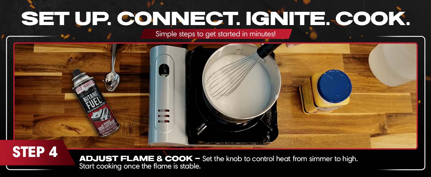 15,000 BTU Portable Butane Camping Stove COMBO with 4 x 8oz. Butane Fuel Canister