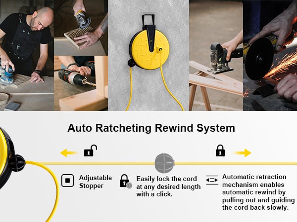 S+30FT-M4-LEPENEL Retractable Extension Cord Reel