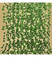 RECUTMS Ivy Fake Vines 24 Pack 173 FT Artificial Ivy with 200 LED String Light Leaves Wall Decor ...