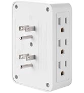 FiiMan 6 Outlet Wall Adapter, UL Listed 3-Prong Grounded Outlet to The Side, Wall Plug Side Acces...