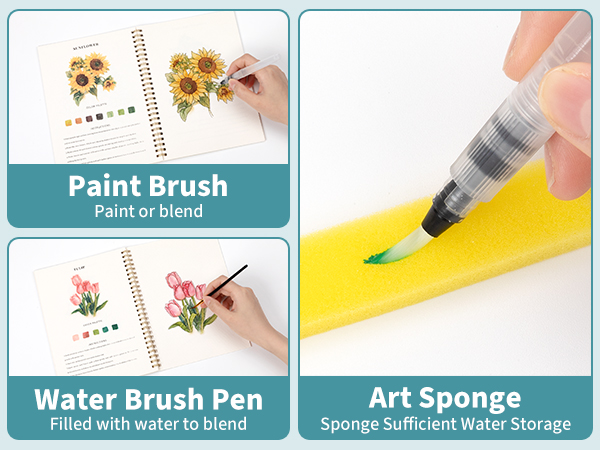 Watercolor Paint Set with Palette and Brush