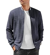 COOFANDY Mens Casual Jackets Lightweight Fall Bomber Jacket Full Zip Knit Sweater Jacket Varsity ...