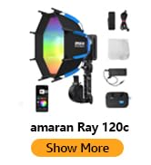 amaran Ray 120c RGB Video Light,120W Portable Studio Light IP54,CCT 1,800K-20,000K,APP Control Bo...