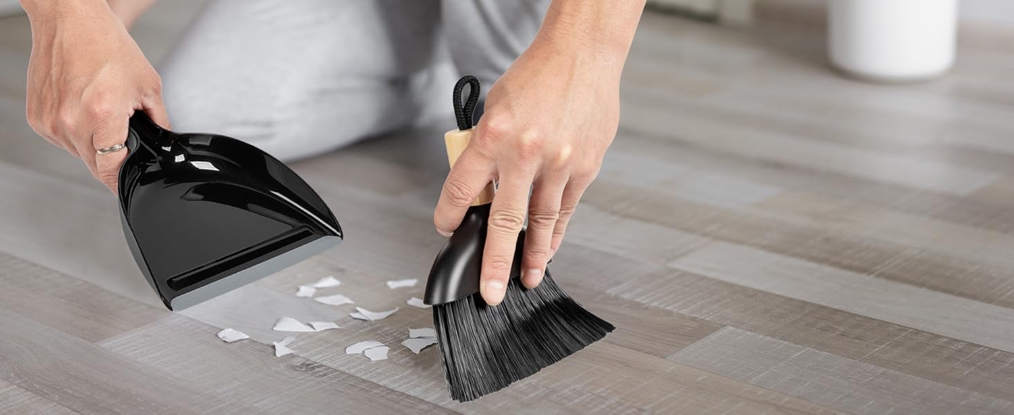 MR.SIGA Bamboo Handle Mini Broom and Dustpan Set