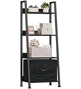 Furologee 4-Tier Ladder Shelf, Ladder Bookshelf with Removable Drawer, Bookcase Storage Rack Orga...
