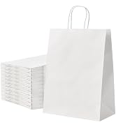 RACETOP 100 Pcs Kraft Shopping Bags 10x5x13 In White Paper Bags with Handles Bulk, Recycled Paper...
