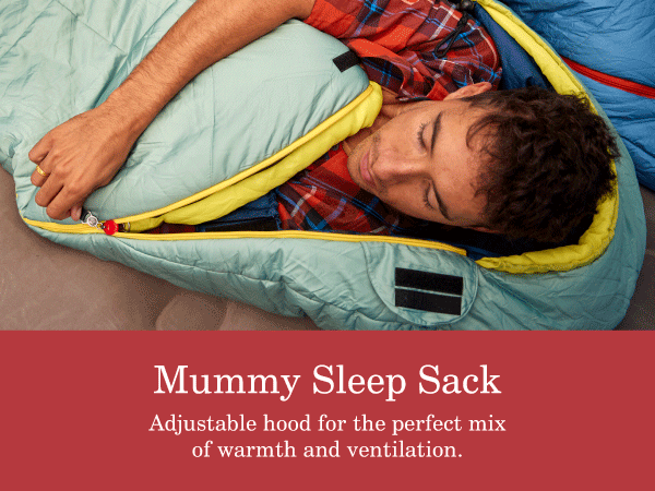 coleman sleeping bag features mummy sleep sack hood warmth ventilation adult hike camp backpack tent