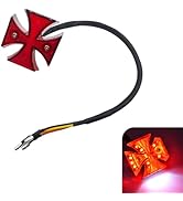 Arwrilt Motorcycle LED Tail Light, Cross Style Motorcycle LED Rear Brake Light, Watarproof Retro ...