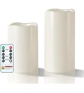5plots 4"×6" 8" Large Outdoor Waterproof Flameless Candles Ivory White with Timer &amp; Remote, Batte...