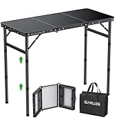 GARLLEN Folding Camping Table, 3-Adjustable Height Portable Picnic Table with Carrying Bag, Light...