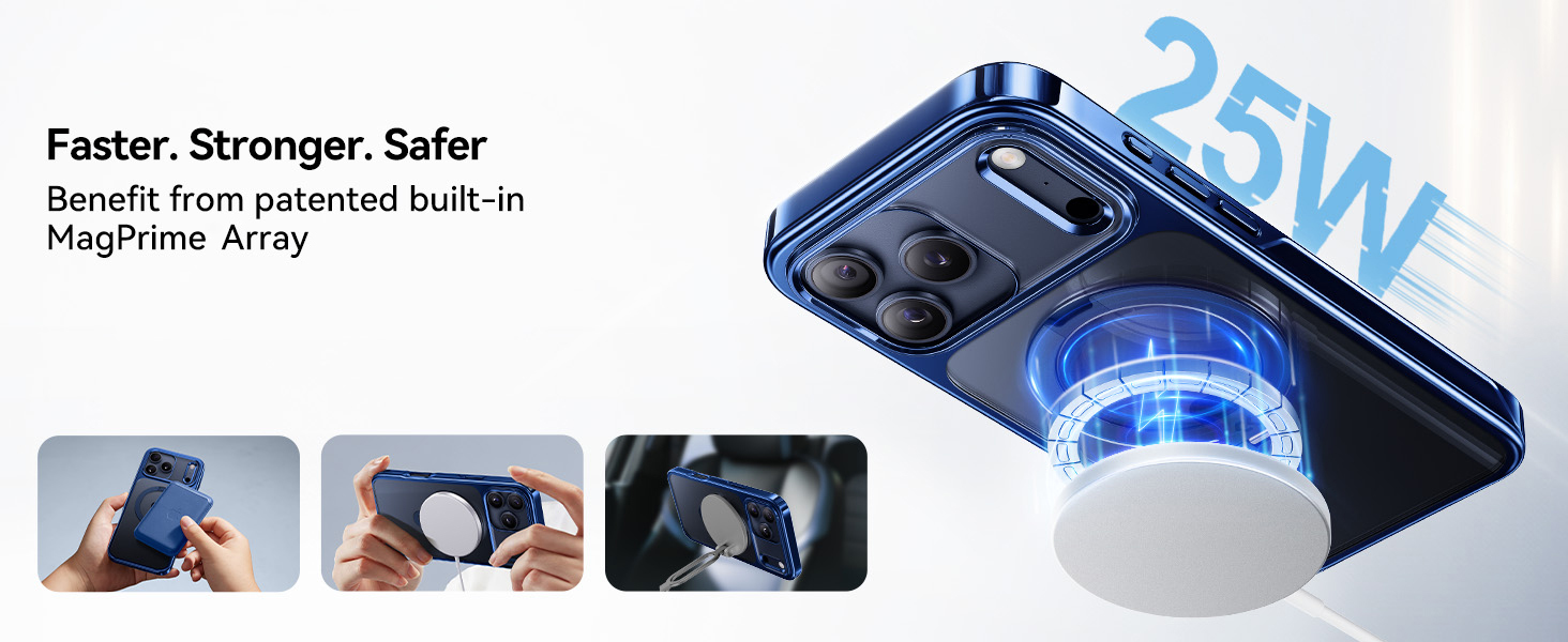 Deep Blue for iPhone 17 Pro Case with 360 Spin Magnetic Stand
