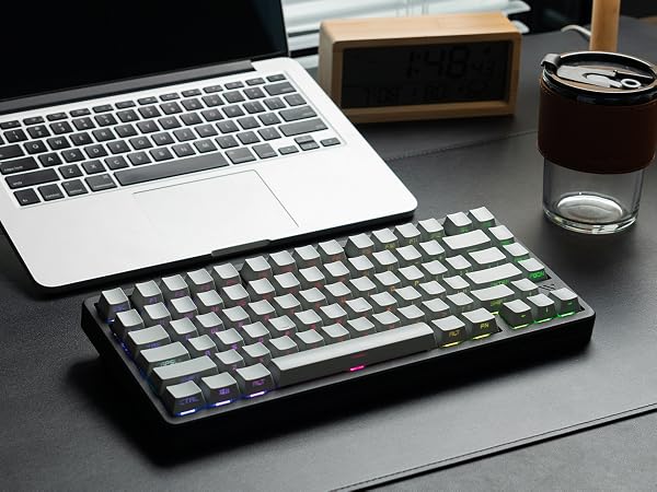 womier retro pbt keycaps light grey side printed shine through keycaps double shot OEM profile