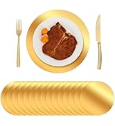 Ovveroche 150 Pcs Gold Paper Placemat for Dinner Plates, 13" Round Disposable Place Mats Bulk Chr...