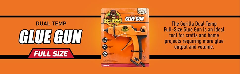 the gorilla dual temp full-size glue gun is an ideal tool for crafts and home projects requiring mor