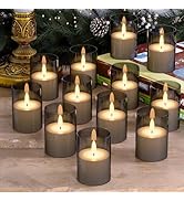 VIODAIM 12Pack Flickering Flameless Candles with Timer, LED Candles Battery Powered, Small Flamel...
