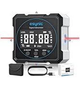eSynic Digital Angle Finder with Laser USB-C Rechargeable Digital Inclinometer Level IP54 Waterpo...