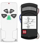 Universal Ceiling Fan Remote Control Kit Dimmable, Replacement for Harbor Breeze Hunter Hampton B...