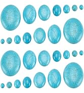 PH PandaHall 84pcs Synthetic Turquoise Stone Cabochons, 7 Sizes Flat Oval Cabochons Blue Texture ...