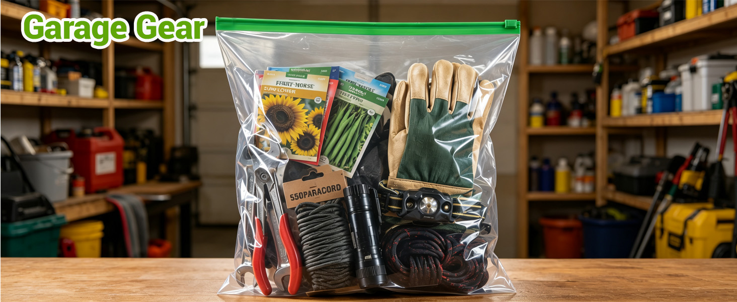 GarageGear bags for organizing garage tools.