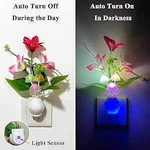 Plug-in Sensor Night Light, Flower Night Light, Mushroom Night Light for Home Decoration