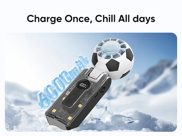 6000mah portable fan