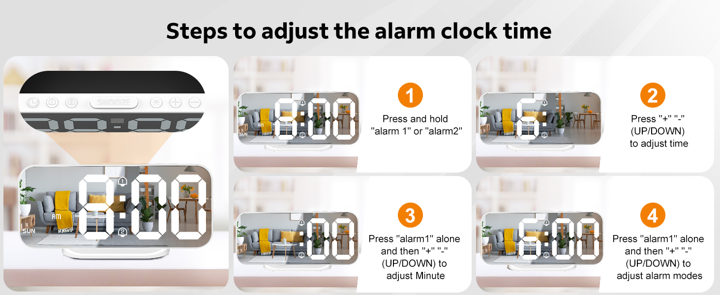 Steps to adjust the alarm clock time