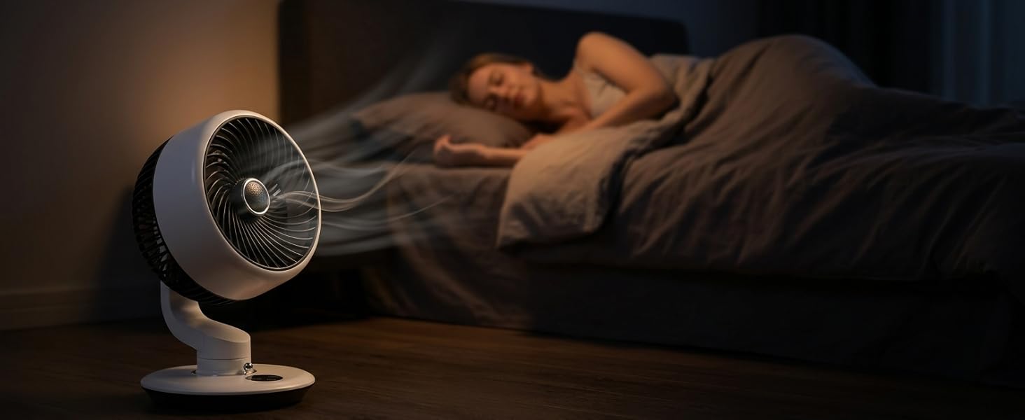whisper-quiet battery operation fan Perfect for bedroom.