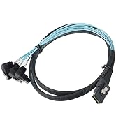 IYUANEPRO Mini SAS 36Pin SFF-8087 to 4X SATA 7Pin Cable, 90-Degree Backplane Cable 3.3FT