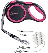 26FT Heavy Duty Retractable Dog Leash with 2 Chew Proof Wire Ropes, 360° Tangle-Free Double Dog l...
