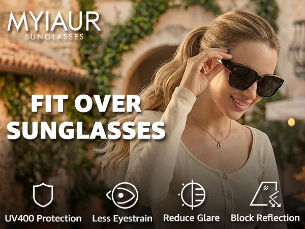 Myiaur Polarized Fit Over Glasses Sunglasses for Women UV400 Protection Reduce Glare