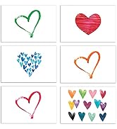 100-Pack All Occasion Greeting Cards, Assorted Blank Note Cards, 4 x 6 inch, 6 Contemporary Heart...