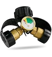 Uniflasy Propane Tank Y Splitter 2 Way with Gauge, LP Gas Tank Tee Adapter 2 Way Propane Tank Y S...