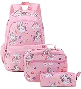Unineovo Unicorn Backpack for Girls, Kids School Bookbag Set, Elementary Primary School Book Bag ...