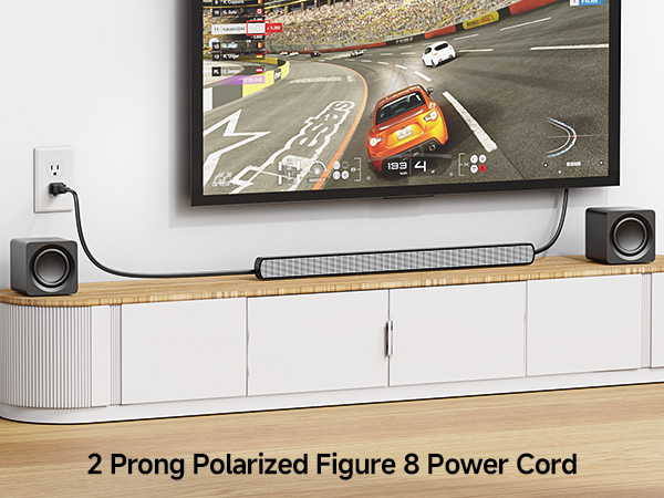 2 Pack 2 Prong Vizio TV Power Cord Replacement 6 ft, PS2 Power Cord