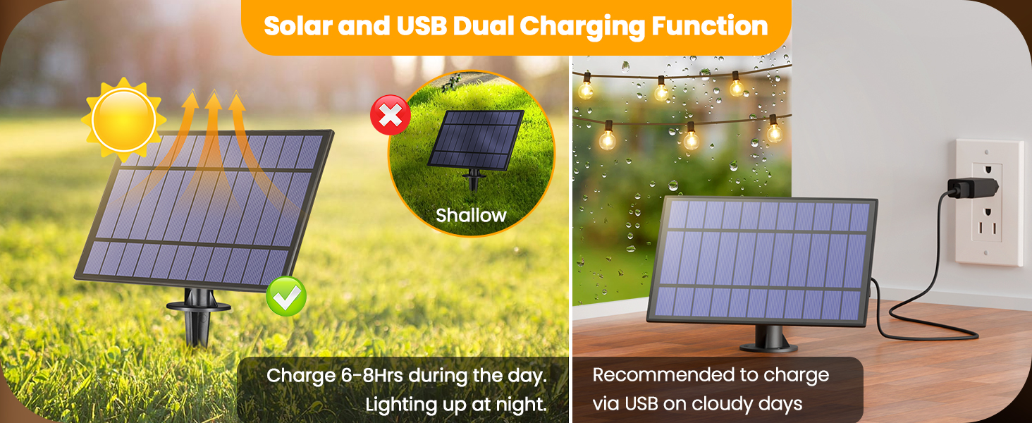 Solar and USB Dual Charging Function
