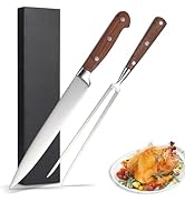 Sumteene Carving Knife Set, 8" Carving Knife and Fork High Carbon Stainless Steel, Meat Carving S...