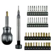 Steinwhale 44pcs Screwdriver Bit Set with Magnetic Aluminum Handle, S2 Steel 1/4" and 4mm Precisi...