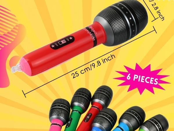 6 Pieces 25cm Inflatable Microphones Balloon