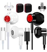 Couple USB C Headphone for iPhone 15 Pro Max, Hi-Fi Stereo Earbuds Magnetic Bass Wired Earphone w...