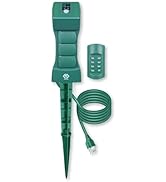 Outdoor Remote Control Power Stake with Photocell Timer 2/4/6/8 Hour Countdown, Dusk to Dawn, 3 G...
