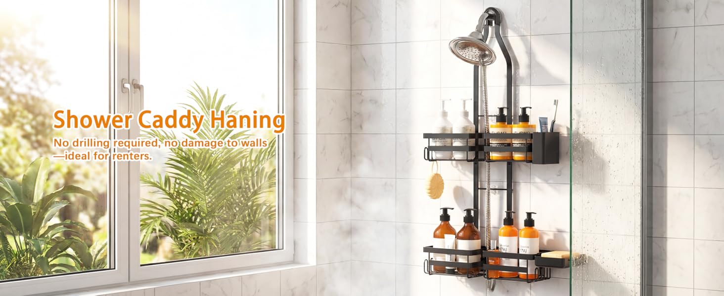 Gabeeriso Shower Caddy Hanging,Rustproof Hanging Shower Caddy Over Shower Head Shower Caddies