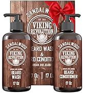 Viking Revolution Beard Wash &amp; Beard Conditioner Set with Argan &amp; Jojoba Oils - Softens and Stren...