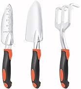 Garden Tools Set, 3 Pack Heavy Duty Gardening Tools Set Include Garden Shovel, Transplant Trowel ...