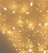 QBIS 400 LED Cluster Lights Christmas Warm White Fairy Lights Plug in, 16.5ft Fairy Lights for Be...