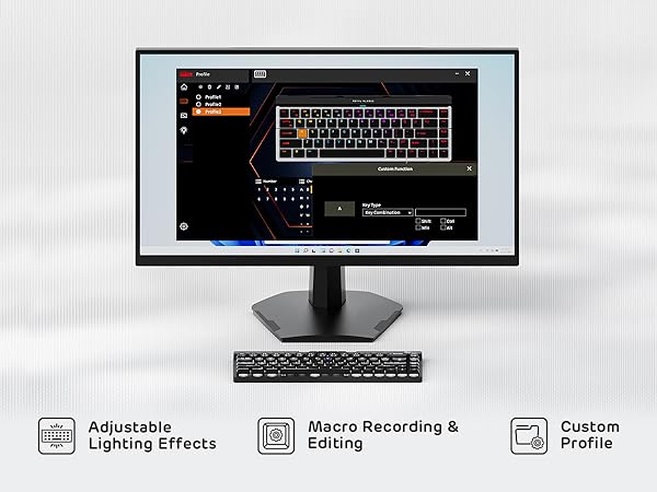 65% Wireless Mechanical Keyboard, 60% 68 Keys Compact Gaming Keyboard