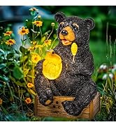 GIGALUMI Solar Garden Decor Cute Bear Statues Outdoor, Birthday Gifts for Mom Grandma Women, Reti...