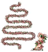 Premium 50FT Christmas Garland for Holiday Home Decor | Red and Green Christmas Tinsel Garland wi...