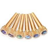 Tbest 6Pcs Guitar Bridge Pins,Brass Bridge Pins for Acoustic Guitar Bridge Pins- Endpin Inlaid Ab...