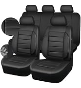 CAR PASS Leather Seat Covers Full Set Universal Water Resistant 3D Foam Back Support, Luxury Comf...