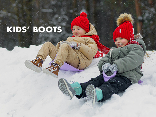 Kids sledding in the snow. Text reads, 
